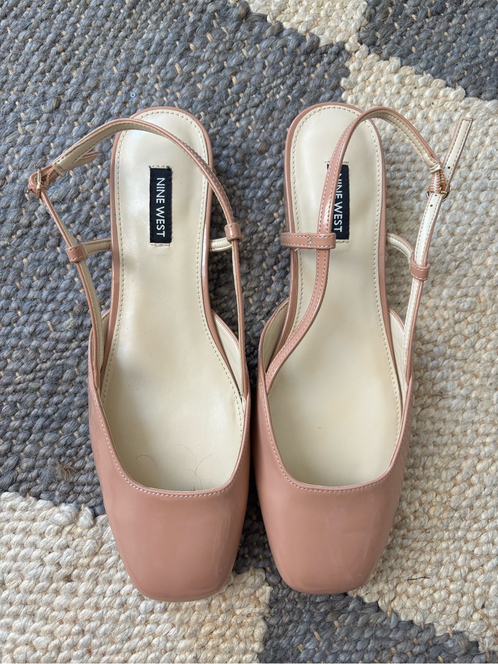 Nine West Nude Pink Slingback Block Heel Mules